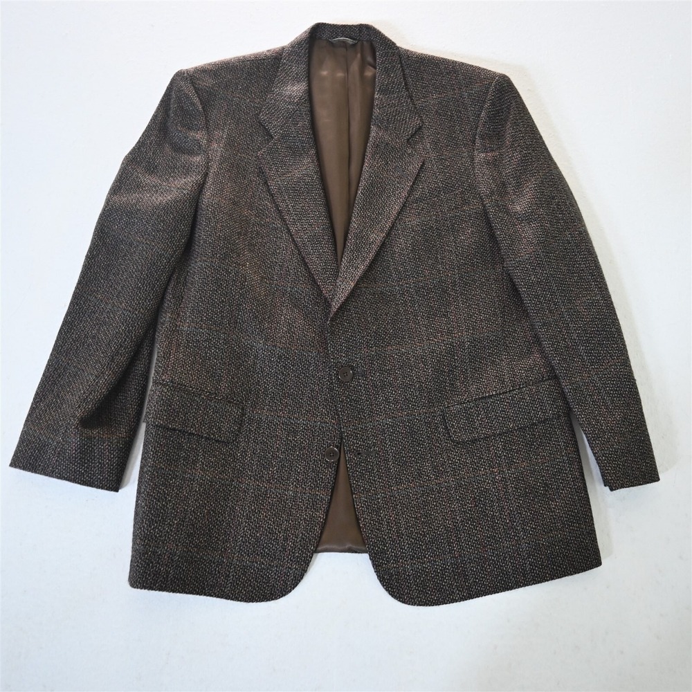 Vtg Christian Dior 44R Brown Blanketweave Tweed Mens‎ Blazer Jacket Sport Coat